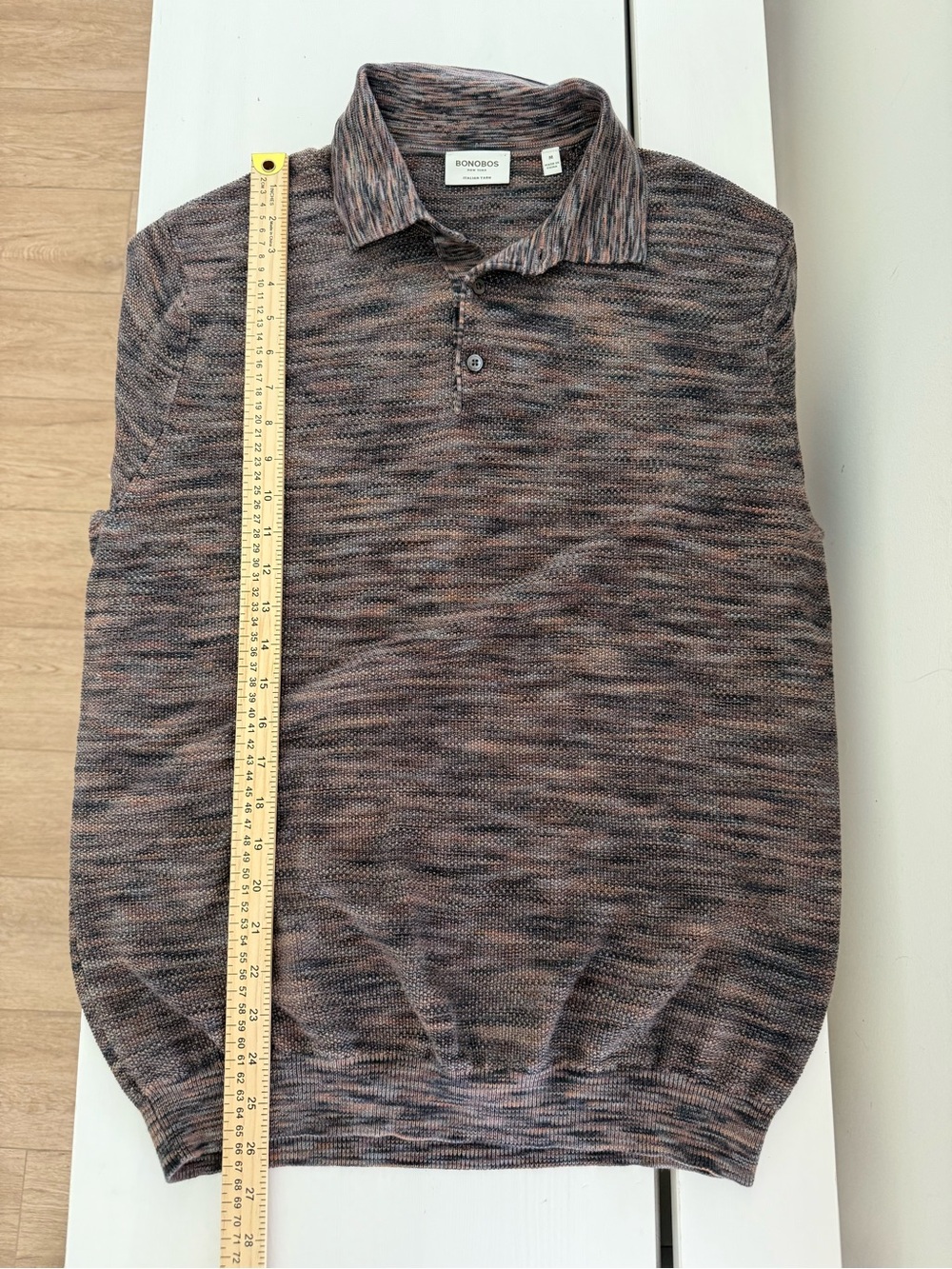 Bonobos Italian Yarn Cotton Knit Polo Shirt Men’s M Brown Gray Space Dye - Picture 6 of 6